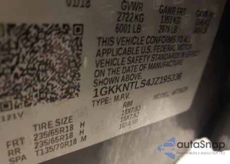 2018 GMC Acadia Sle-2 из США, поврежденный, VIN 1GKKNTLS4JZ195336